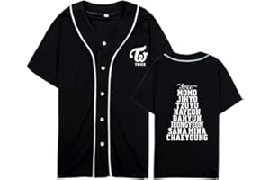 DHSPKN Kpop Twice Baseball Jersey Tzuyu Mina Momo Sana V Neck Hip-Hop T-Shirt