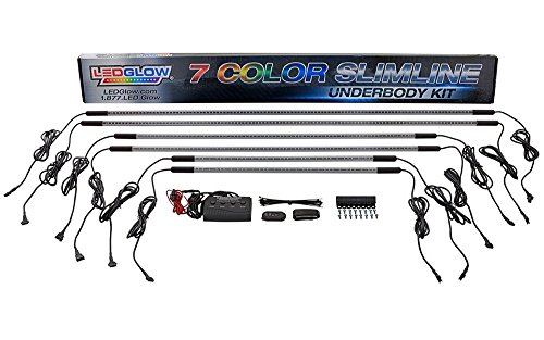 LEDGlow 6pc Multi-Color Slimline LED Truck Underbody Underglow Light Kit - Durable Waterproof Light Tubes - Includes Wireless Remote