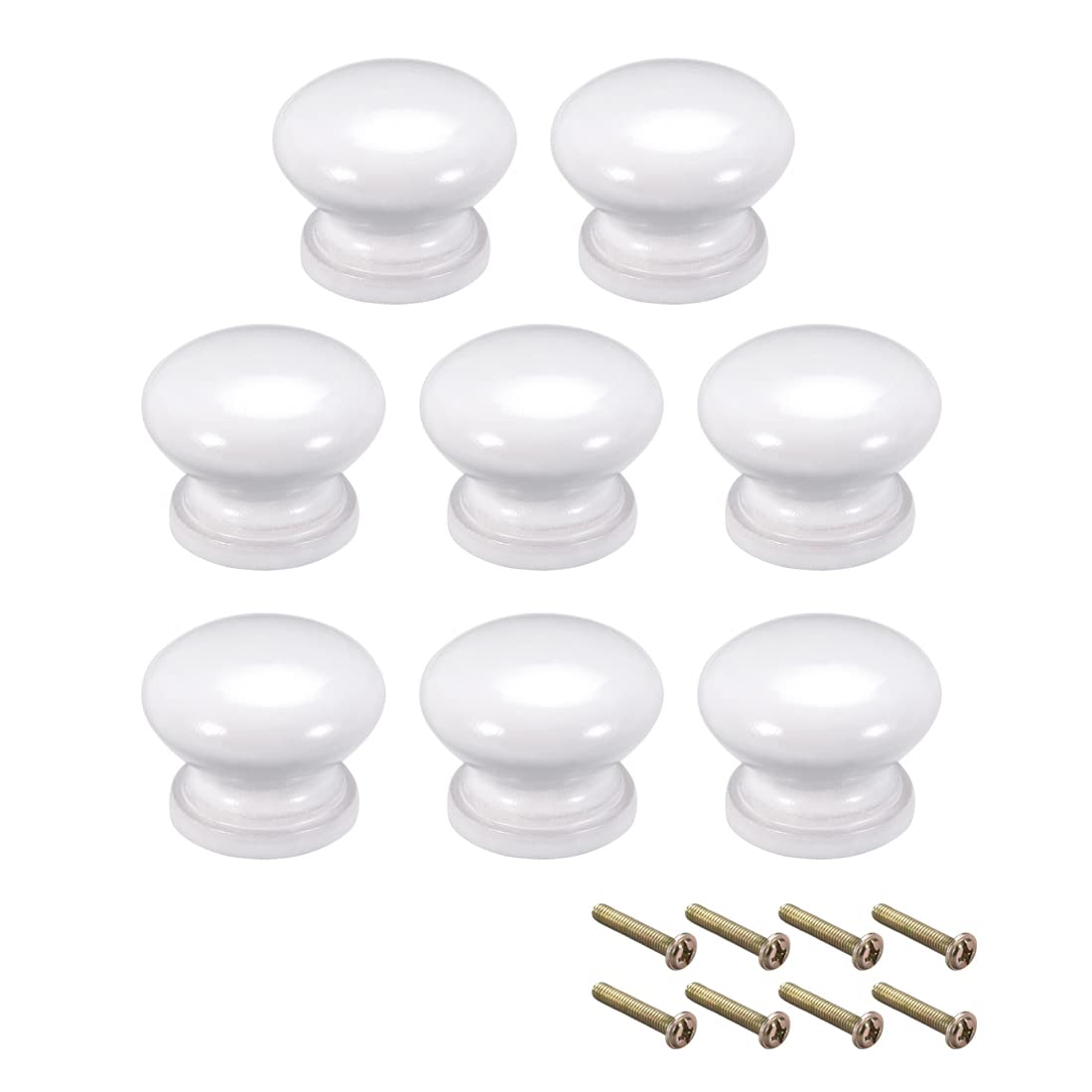 sourcing map Round Wood Knobs,8Pcs 28mm Dia Cabinet Furniture Kitchen Pulls Handles for Dresser Drawer Wardrobe, White