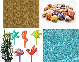 Edible Beach Ocean Water Cake & Cupcake Decoration Topper Confetti Sprinkles (Under the Sea Deluxe Kit)