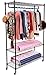 Homdox Garment Rack with 3 Tier Wire Adjustable Shelves, Rolling Clothes Rack Heavy Duty, 1 Hanging Rod, 2 Side Hooks, Black