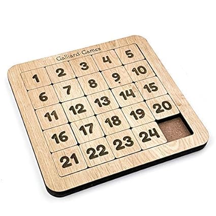 Galliard Games Number Slide Fifteen Puzzle, Non-Interlocked Pieces (5x5)