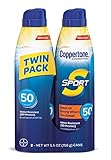 Coppertone SPORT Continuous Sunscreen Spray Broad Spectrum SPF 50 (5.5 Ounce per Bottle, Pack of 2) (Packaging may vary)