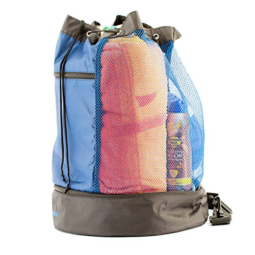 Mesh Beach Bag Pool Tote with Insulated Cooler and Large Waterproof