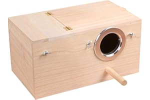 YJJKJ Wood Parakeet Nest Box Pet Bird House Parrot Breeding Mating Box Bird Cage Box for Lovebirds Cockatiel Parrotlets Budgerigar Parakeet (XL)