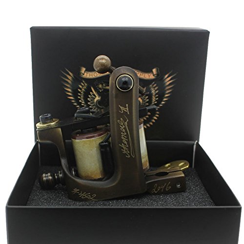 Thomas Coil Shader Tattoo Machine Gun Handmade Brass Frame 10 Wrap Coils