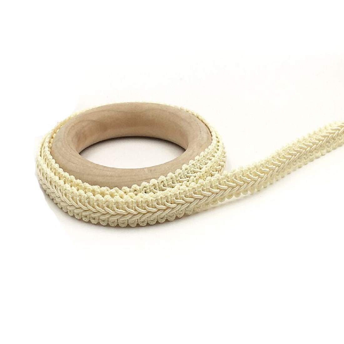 Yalulu 25 Meter Embroidery Braid Twist Fabric Cord Lace Trim Sewing Trimming Edge Craft Decorative Ribbon (Beige)