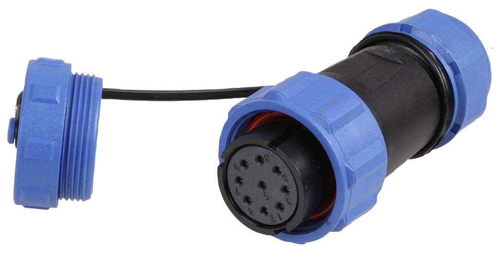 PRO ELEC Circular Threaded Inline Connector Socket, 9-Pole, 7–12mm Cable, IP68, Solder Socket, SP211 Series, 500V AC, 5A – PELR0168