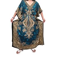 Womens Maxi Kaftan African Dashiki Print Blue Caftan Evening Dresses XXXL