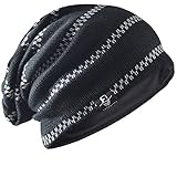 Mens Black Slouch Beanie Long Knit Cap Skull Winter Hat Z&s