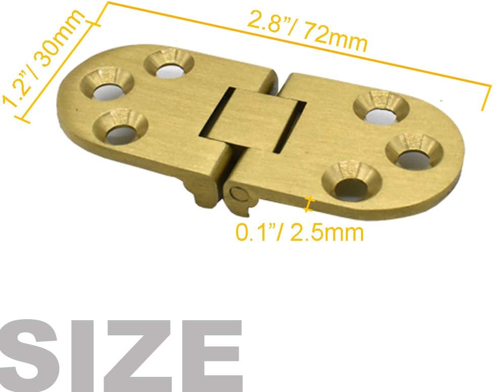 4 Pack Brass Folding Table Hinge Round Edge 180 Degree Folding Table Butler Tray Backflap Hinges for Table Cabinet Door Furniture with Screws Gold - Image 3