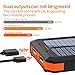 GRDE Solar Charger,10000mAh Solar Power Bank Portable External Backup Battery Pack Dual USB Solar Phone Charger with 2LED Light Carabiner and Compass for iPhone Series, Smartphones(Orange)