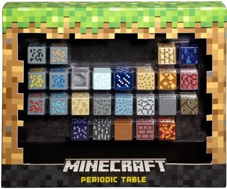 Minecraft Periodic Table with 27 Authentic Element Blocks, One-Inch Blocks