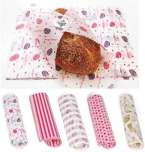 50 Sheets Wax Paper Food Wrapping Greaseproof Waterproof Liners Eco-Friendly Sustainable Food Storage Reusable Wax Wraps Tissue for Bread, Sandwich, Burger, Fries, Snacks, Fruits (Rose) - Image 3