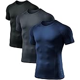 ATHLIO Men's Cool Dry Short Sleeve Compression Shirts, Sports Baselayer T-Shirts Tops, Athletic Workout Shirt