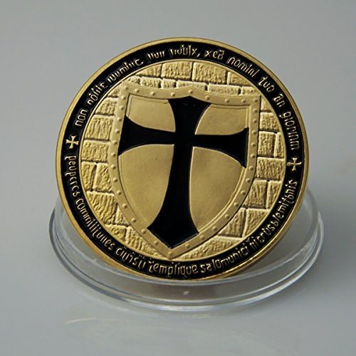 Commemorative Knights Templar Cross Masonic Mason Black Gold Plated Coin Freemason