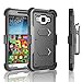 Galaxy Sky Case, J3 / J3 V Case, Express Prime Case, Amp Prime Case, Tekcoo [TShell] [Built-in Screen] Shock Absorbing Holster Locking Belt Clip Defender Case Cover for Samsung Galaxy Sol - Gray