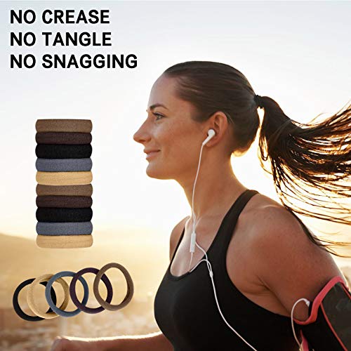 100PCS Brown Hair Ties for Women, Seamless Neutral Hair Bands, No Crease No Damage Hair Tie for Thick/Thin Hair, Thick Soft Ponytail Holders Hair Accessories for Girls