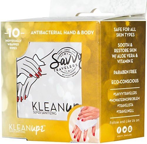 Savvy Travelers - Hand & Body Individiaully Wrapped Wipes - Antibacterial Sanitizing - 10 Count - Travel