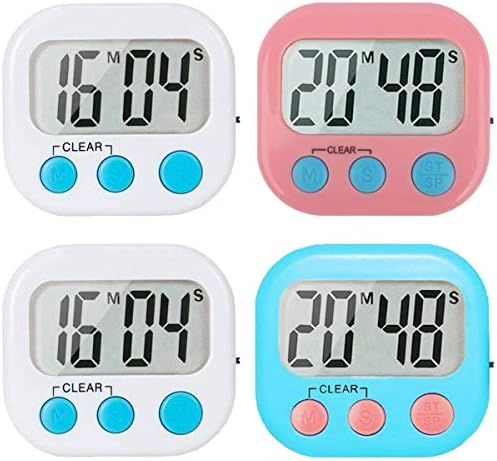 4 Pack Small Digital Timer for Kids Classroom Timers for Teachers Magnetic Back Minute Second Countdown Countup(2 White 1 Pink 1 Blue)
