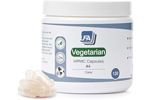 LFA TABLET PRESSES Empty Capsules Size 4 - Clear Vegan HPMC - 120 Count - Fits Capsule Machine Filling Tray - Joined Vegetarian Caps Easy Snap for DIY Powder Supplement Pills - Certified Halal Kosher Hypromellose