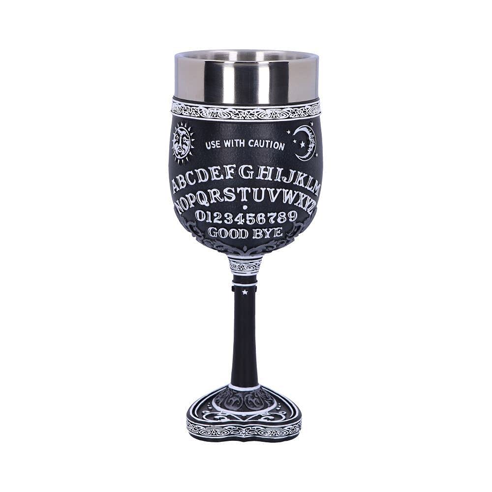 Nemesis Now B5141R0 Black and White Spirit Board Goblet Glass, Resin w/stainless steel insert, 18cm