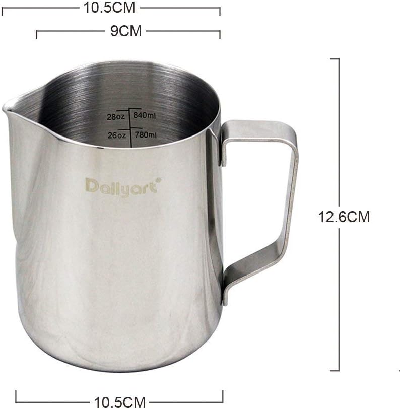 Dailyart Milk Frother Jug 900ml/30fl.Oz. 304 Stainless Steel Metal Milk Jug for Coffee Machine - Image 3