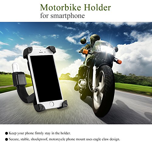 Efanr Universal Motorcyle / Scooter / Electric Car / Tricycle Rearview Mirror Mount Stand Holder, Adjustable 360 Degrees Rotate, Compatible With 4 to 7.5 Inches of Mobile Cell Phone (Black)