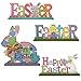 Wooden Easter Bunny Table Decorations 4 Pack Decorative Bunnies Rabbit Tabletop Party Centerpiece Signs Wood Holiday Spring Eggs Shelf Topper for Home Kitchen Office Mantle Outdoor Patio Yard Decor