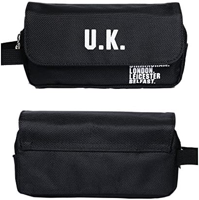 TEKFT Simple Clamshell Pen Bag Black Carry-able Durable Oxford cloth Pencile Case Multilayer High-capacity Long Stationery Case