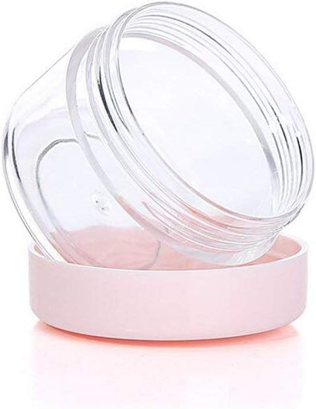 12PCS 15g/15ml/0.5oz Empty Refillable Round Clear Plastic Jars Small Tins Cosmetic Container Pot Storage with Pink Screw Cap Lid for Cream Lotion Lip Balm Ointments Eye Shadow Sample Package