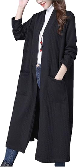 Amazon Co Jp ヴォンヴァーグ ロングカーディガン ケーブル ニット サイドスリット スリム ポケット ライトアウター レディース 服 ファッション小物