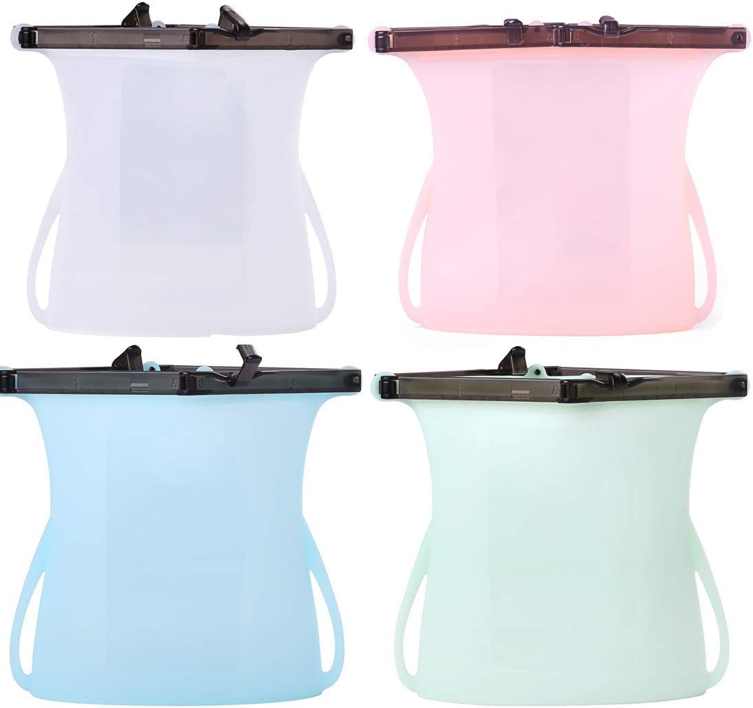 NIL KANTH - Food Bags, Preservation Airtight Seal Food Bags, 1L No Leak Food Storage 1L Bags. Set of 4 Color (Pink,Blue,Green,White) for Fruits Vegetables Meat Fridge Food Storage