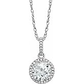 Sonia Jewels Solid 925 Sterling Silver Lab-Grown White Sapphire and .01 Cttw Diamond Charm Pendant Chain Necklace 18" (12mm x 9.4mm)