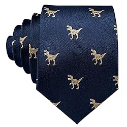 Barry.Wang Dinosaur Ties Blue Business Silk Necktie