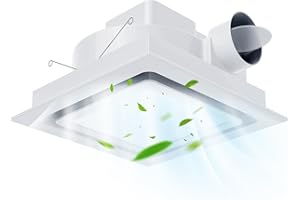 Gopper 12" Ultra Quiet Bathroom Fan with LED Light, 1.0 Sone 141CFM 10x10 Mount (Single Color Temperature)