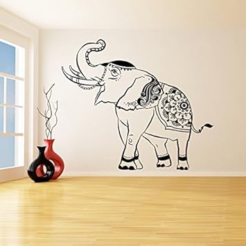 240x207 Cm Vinyl Wall Decal Lucky Elephant Trunk Up Thailand Wise