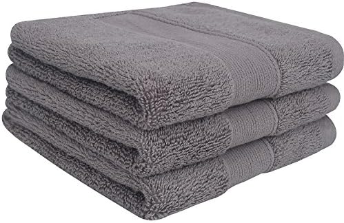 Luxury Hotel &amp; Spa 700 GSM Egyptian Cotton Washcloths set High Absorbent ( 3-Pack,14 x 14 inches) - Multipurpose Use for Bath, Hand, Face, Gym and Spa - By YZL Towels(Washcloth cotton, Gray)