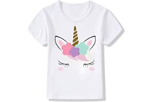 Sanqidu Toddler Baby Girl Summer T Shirt Tops Unicorn Theme Short Sleeve Tees Clothes Outfit