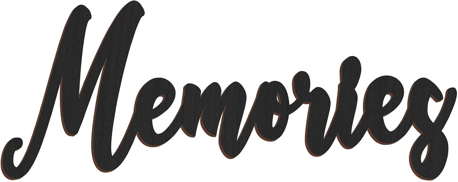 Memories Wood Sign, Rustic Wooden Cutout Memories Wall Decor for Home, Library, Office, DIY Party, Housewarming and Wedding Decor, 15.7 x 6.3 Inch