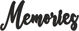 Memories Wood Sign, Rustic Wooden Cutout Memories Wall Decor for Home, Library, Office, DIY Party, Housewarming and Wedding Decor, 15.7 x 6.3 Inch
