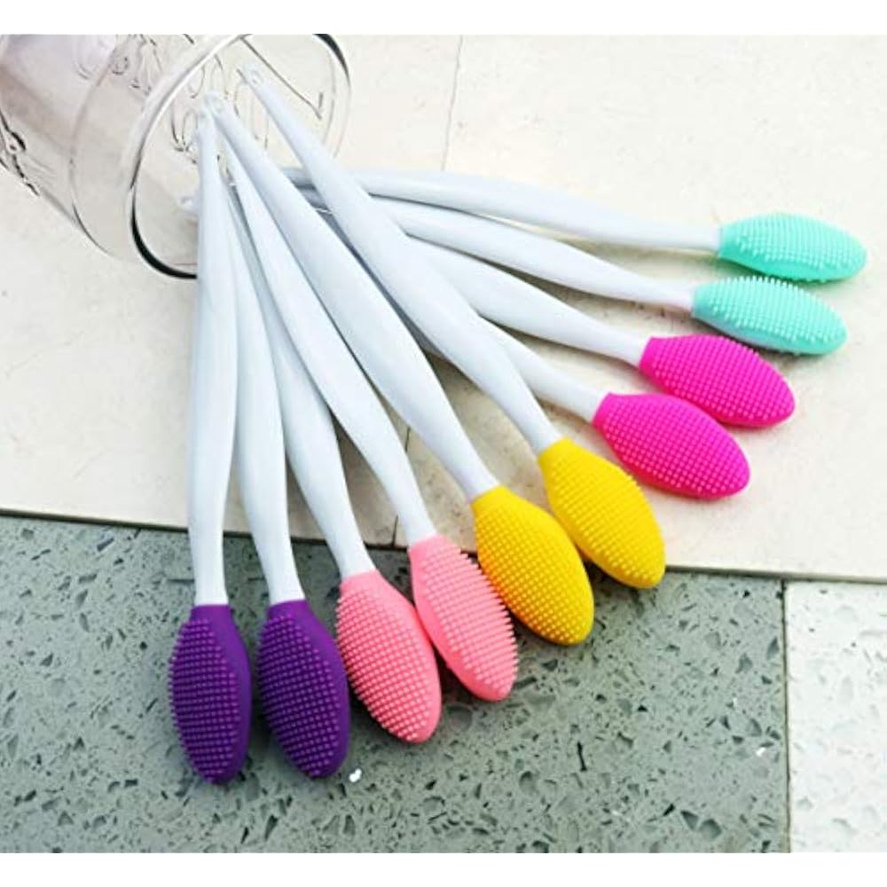 10 Pcs 2 In Lip Brush Tool,DoubleSided Scrubber Silicone Lips Set