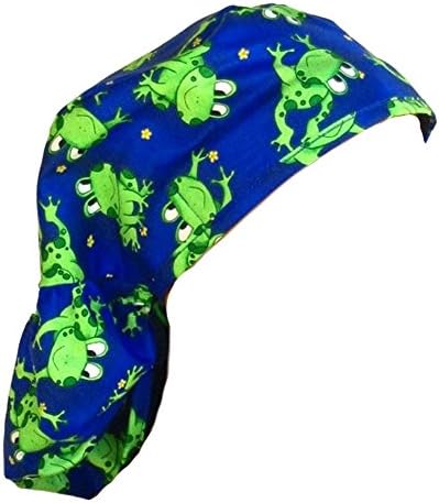 Big Hair Women's Medical Scrub Cap - Smiling Frogs