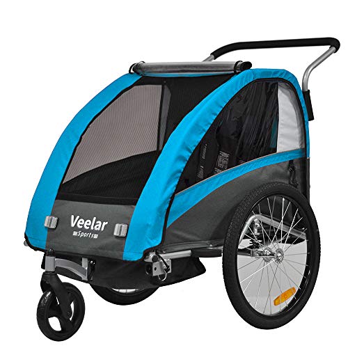 Veelar Sports Suspension Bike Trailer & Stroller 2 in 1 Double Seat for