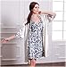 Olivery Womens Gorgeous Faux Silk Sleepwear Loungewear Dress & Robe 2 Pcs Set Dark Blue,One Size