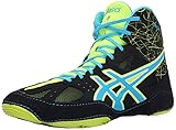 ASICS Men's Cael V6.0 Wrestling Shoe, Black/Atomic Blue/Flash Yellow, 7 M US