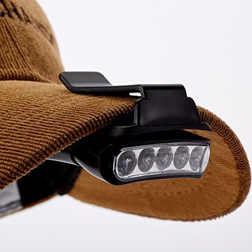 Hat Clip Light,BANGCHIC 5-LED Headlamp Rotatable Ball Cap Visor light Clip-on Hat Light Hands Free for Hunting Camping Fishing (Pack of 1)