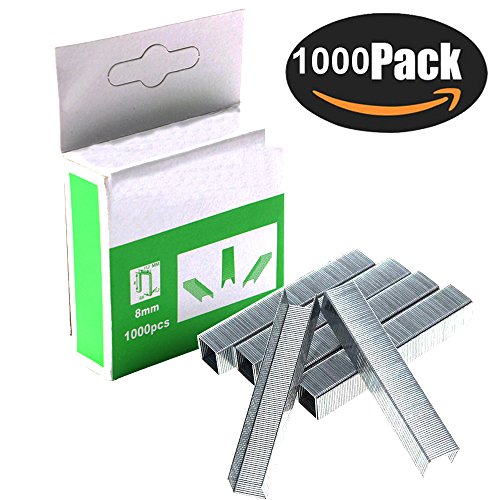 KINYOOO heavy duty stapler professional nails, Height: 8mm Width: 11.2mm, Door type staples Upholstery Staples (1000pcs/Box), for installing flooring remodeling or building a deck Carpenter Tool