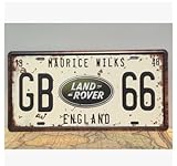 MAURICE WILKS GB66 LAND ROVER ENGLAND,Vintage Auto License Plate, Embossed Tag Size 6