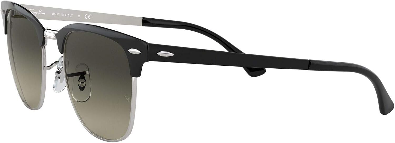 Ray-Ban RB3716 Clubmaster Metal Square Sunglasses, Black On Matte Black/Blue, 51 mm: Ray-Ban: Shoes